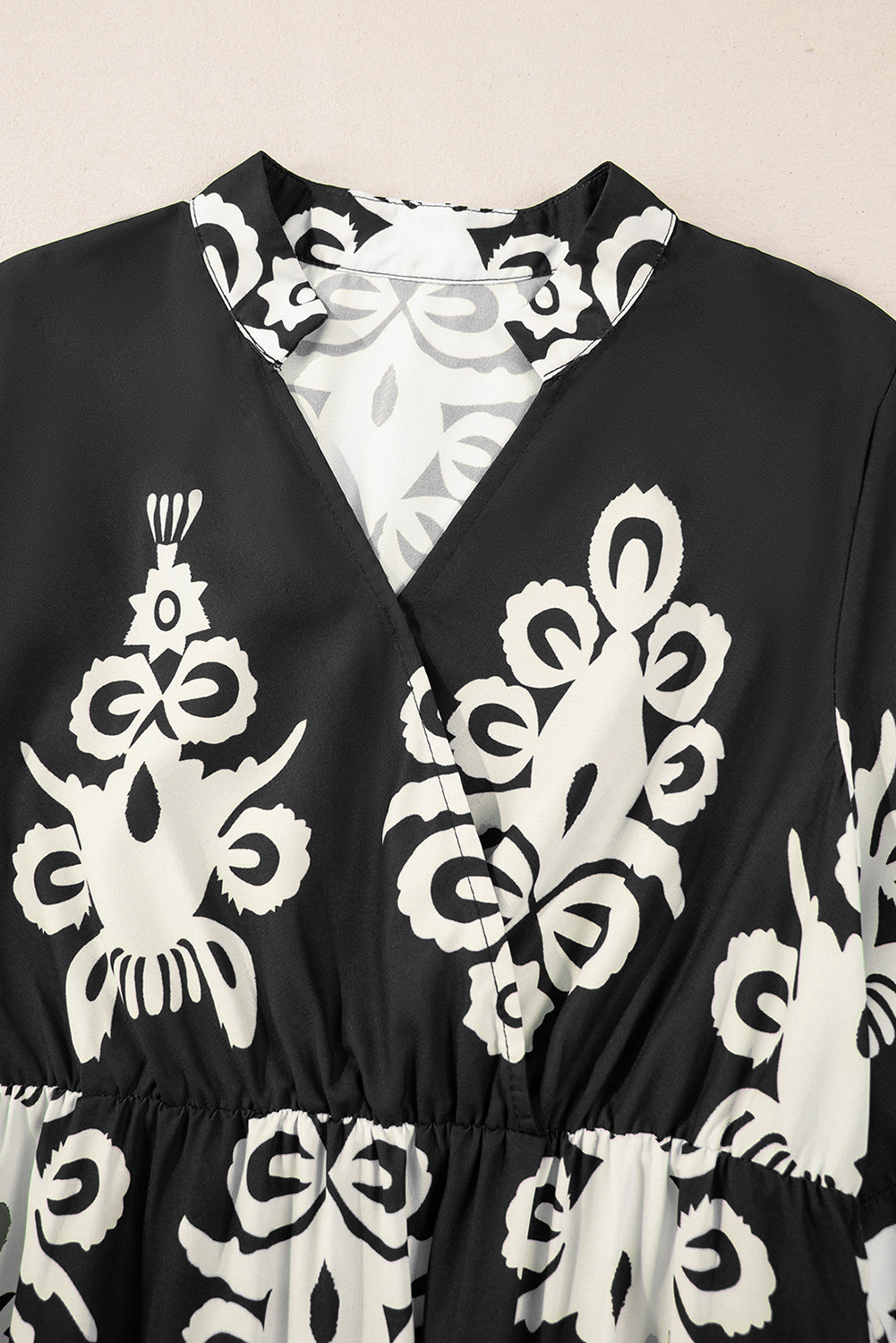 Western Geometric 3/4 Sleeve Midi Dress