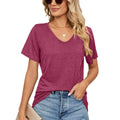 🌼 Women's V-Neck Pleated Loose-Fit T-Shirt – Effortless Summer Elegance