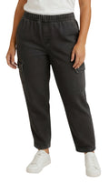 Women's Lightweight Elastic Stretch Waist Casual Denim Pull-on Cargo Pants