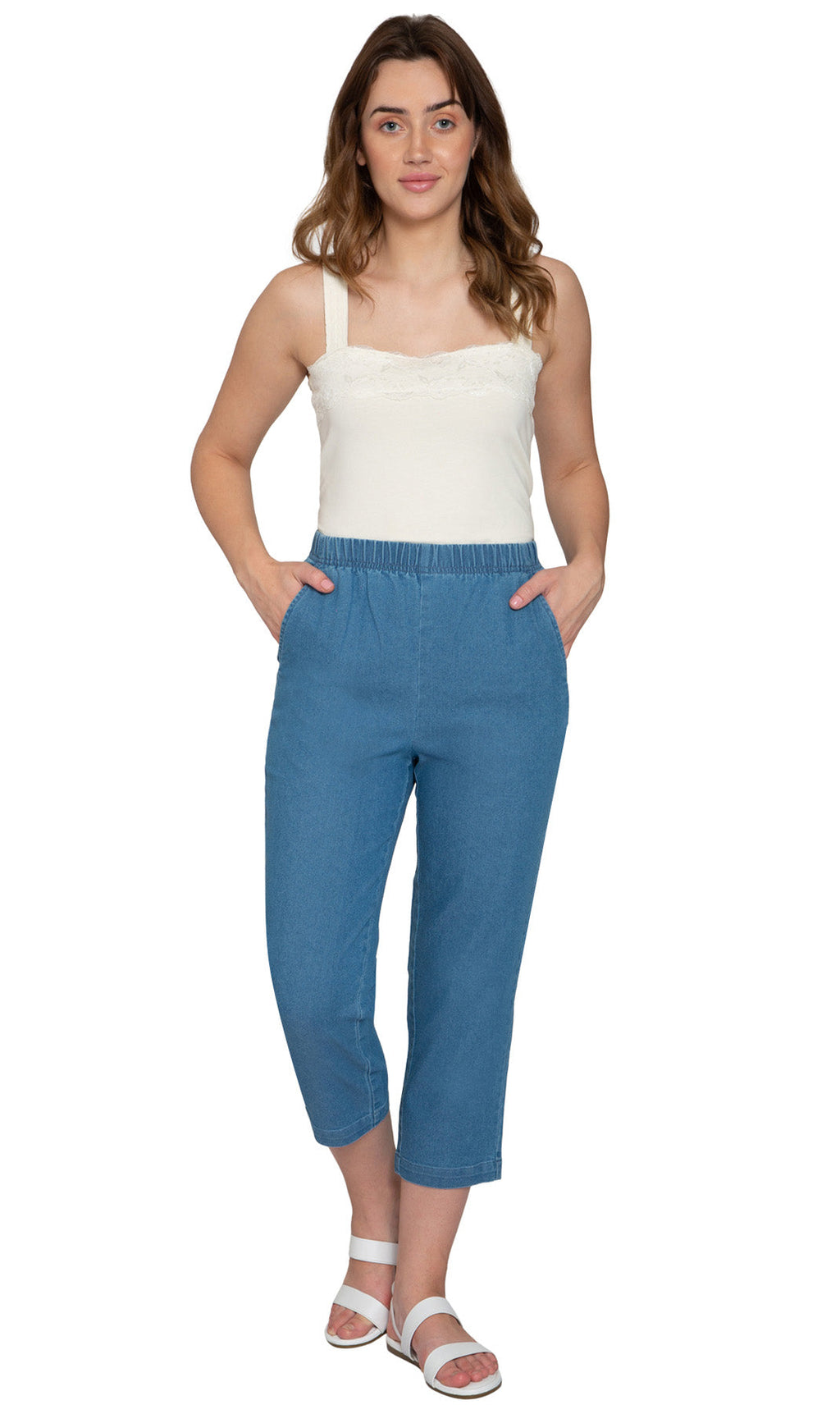 Women’s Lightweight Stretch Denim Capri Pants – Comfortable Everyday Fit
