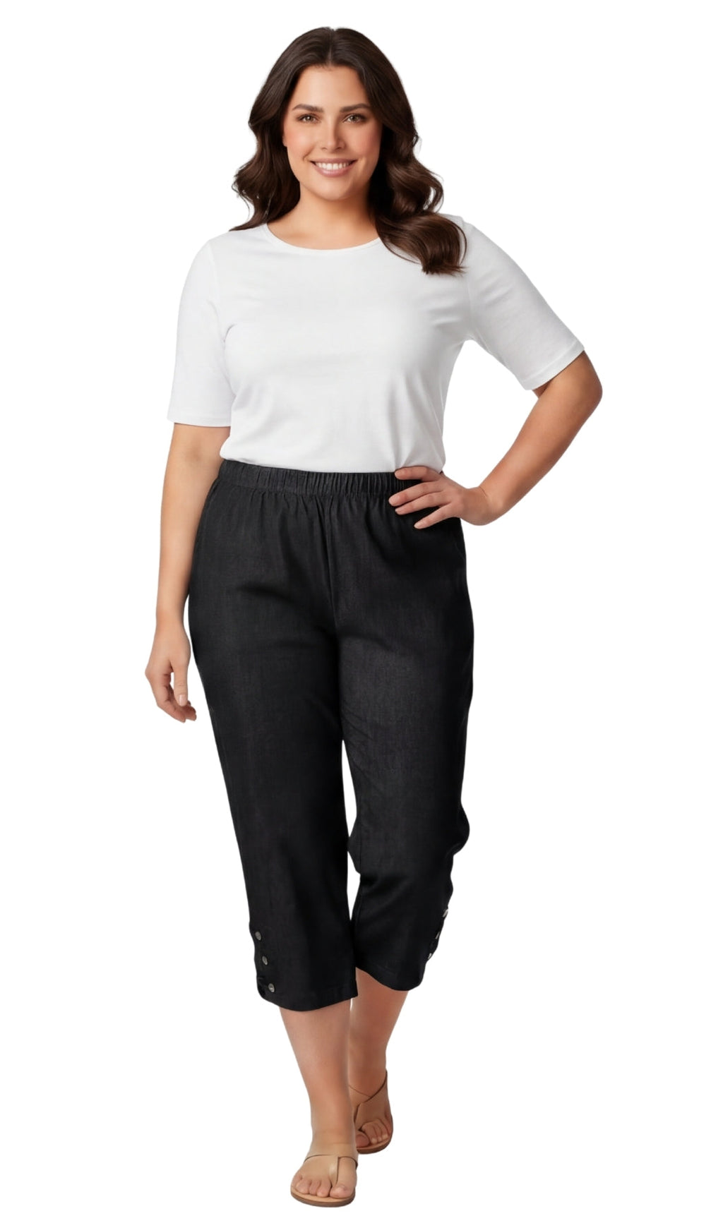 Women’s Lightweight Capris with Studded Hem Detail