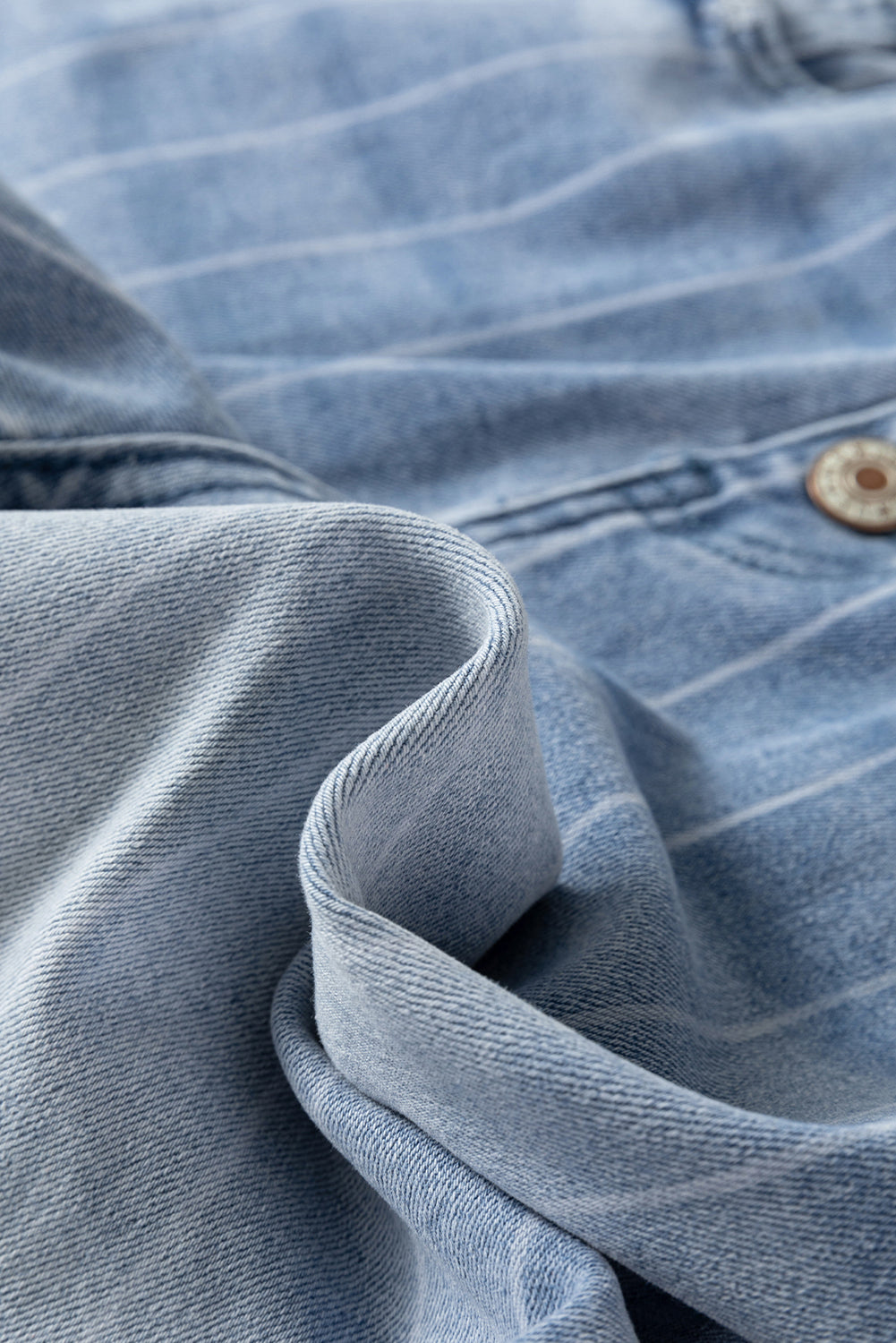 Pinstripe Denim Buttoned Wide Leg Jeans