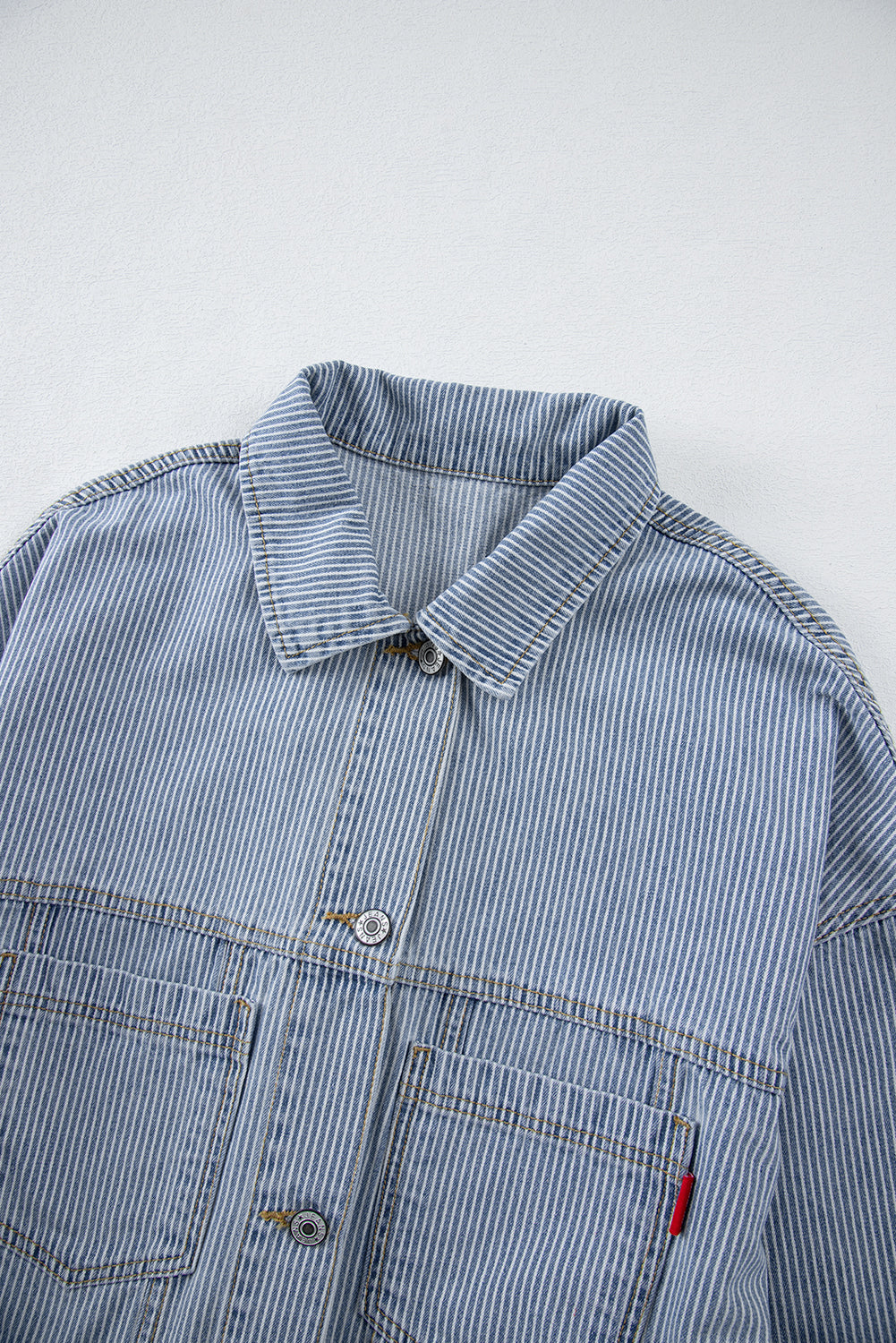 Stripe Denim Chest Pocket Oversize Jacket