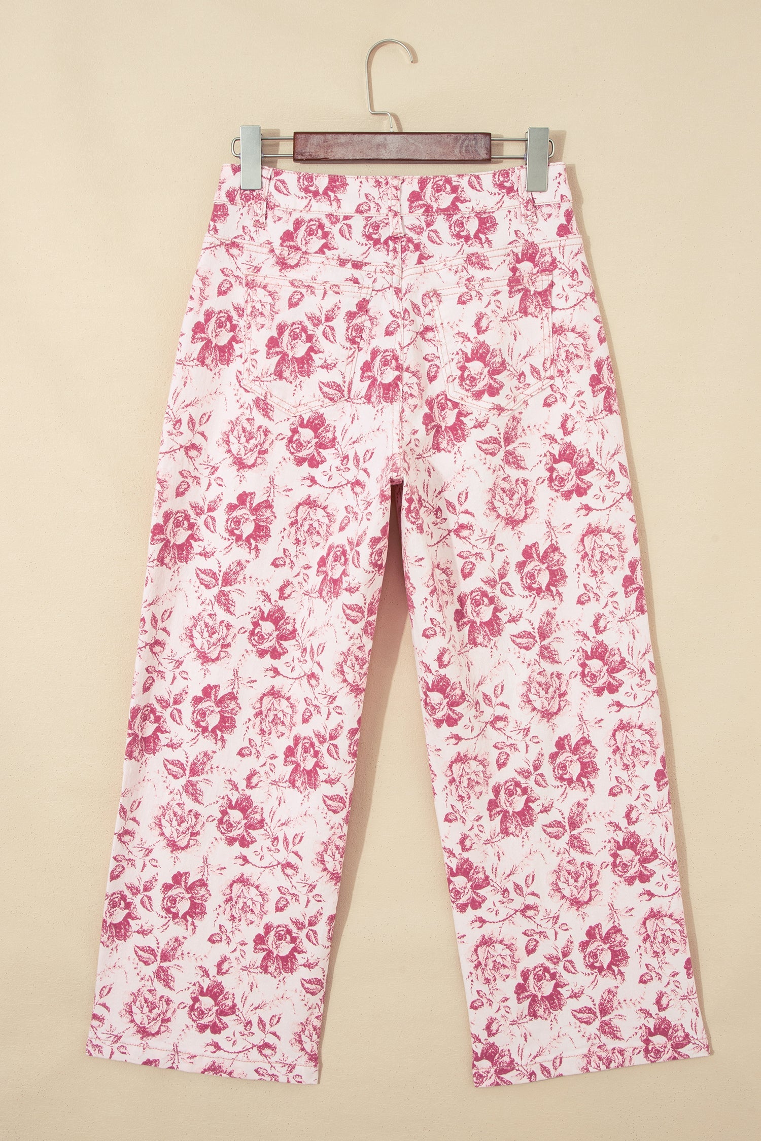Floral Denim High Waist Pants