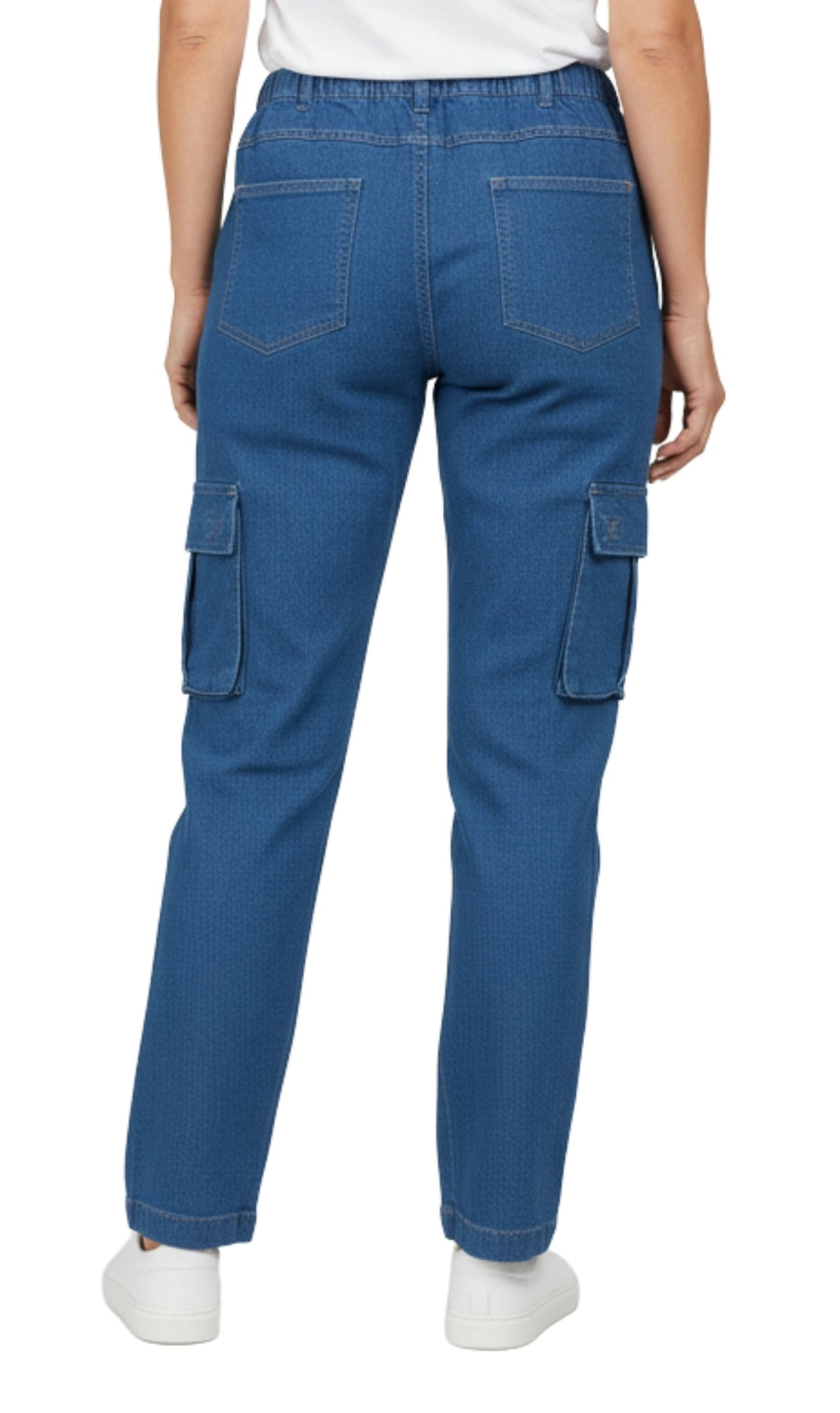 Women's Lightweight Elastic Stretch Waist Casual Denim Pull-on Cargo Pants