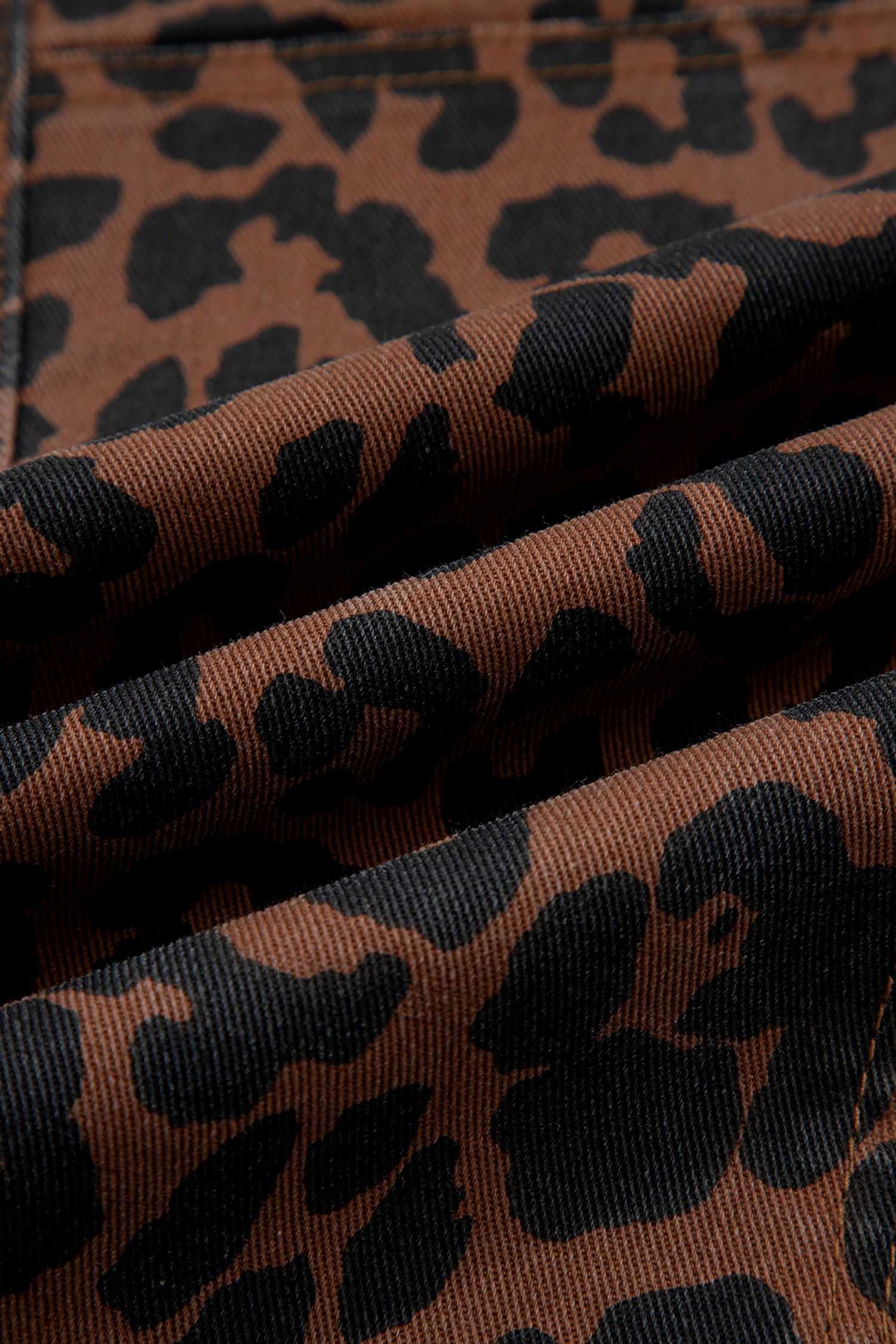 Leopard Seam Detail High Waist Barrel Leg Jeans