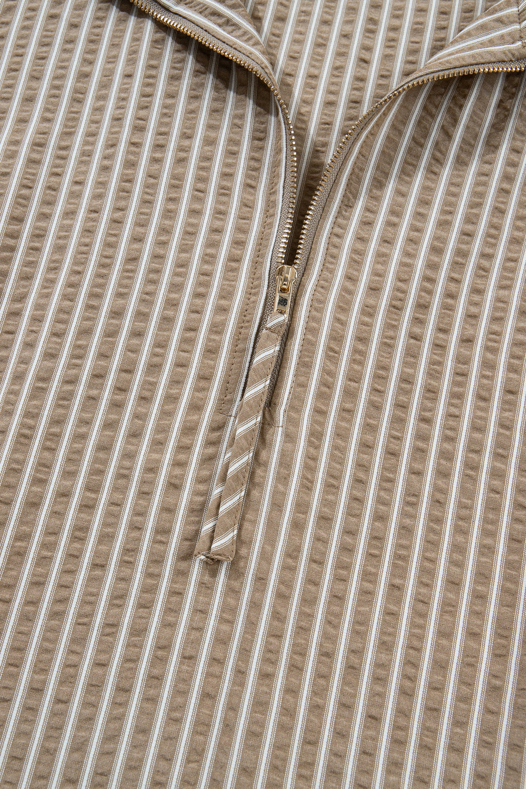 Plus Size Stripe Zip-Up Collared Mini Dress