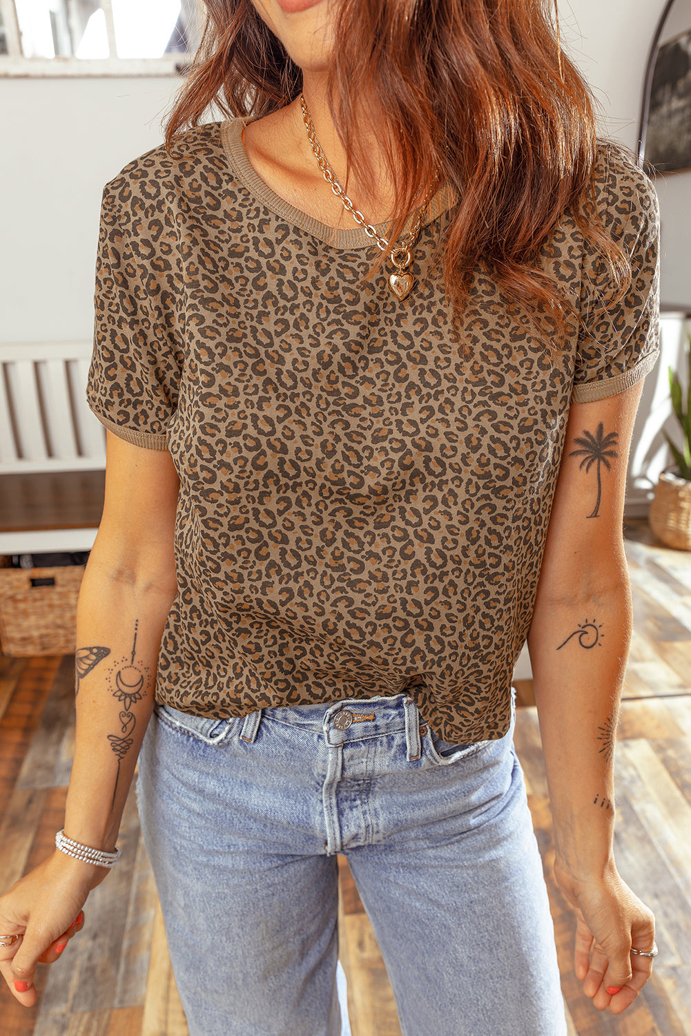 Leopard Short Sleeve Crewneck T-Shirt