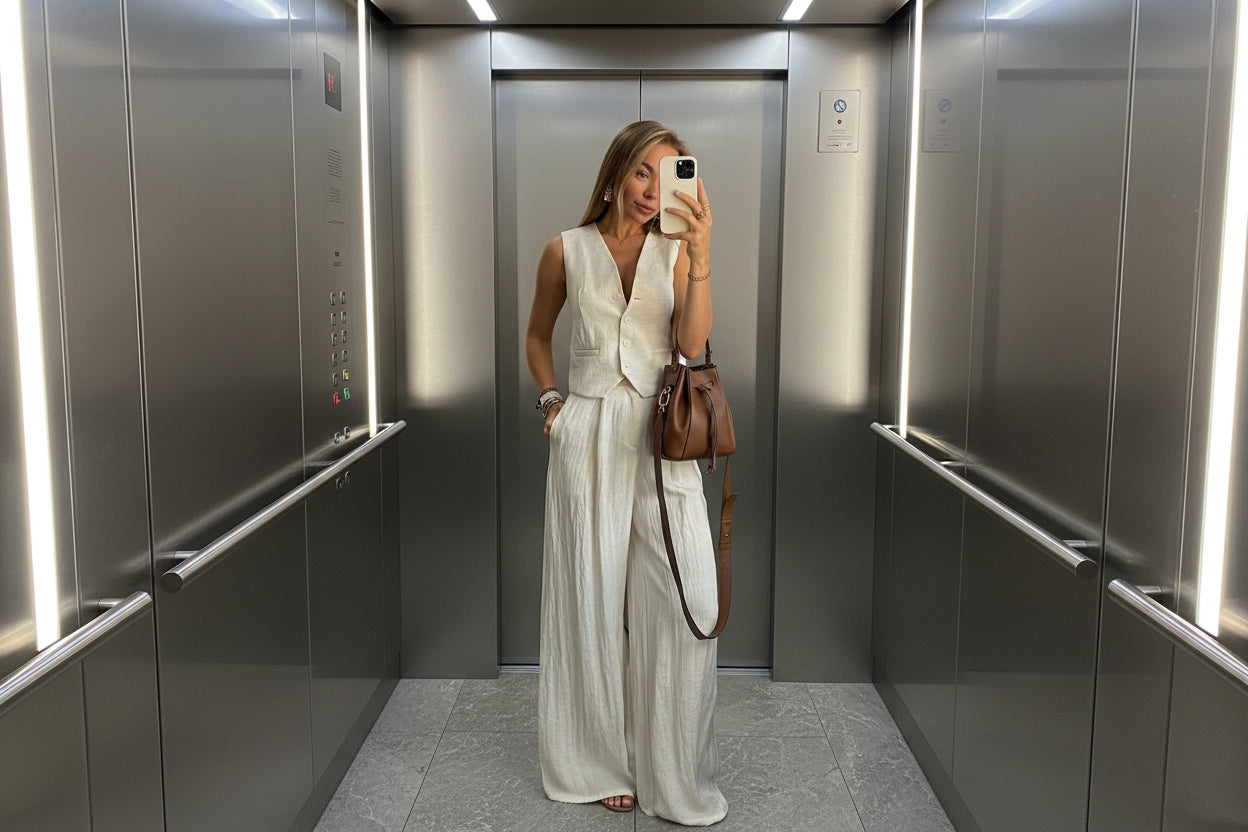 Women’s Vest Top & High Waist Wide Leg Pants Two Piece Set