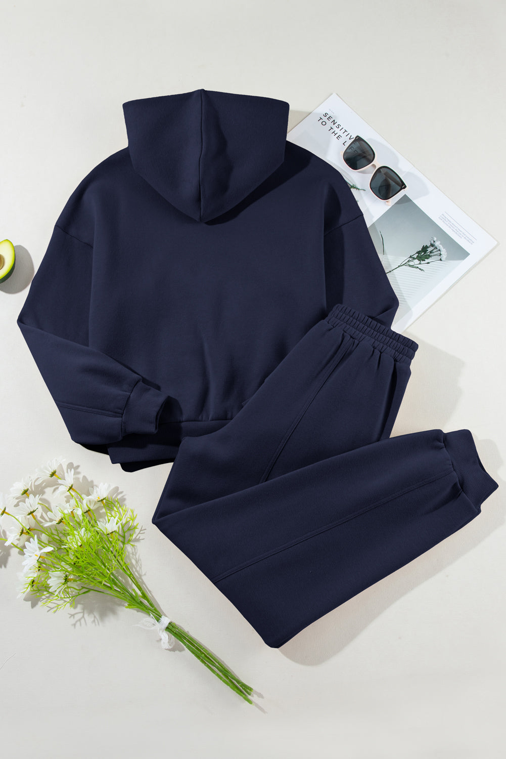 Solid Reverse Seams Hoodie and Joggers Set