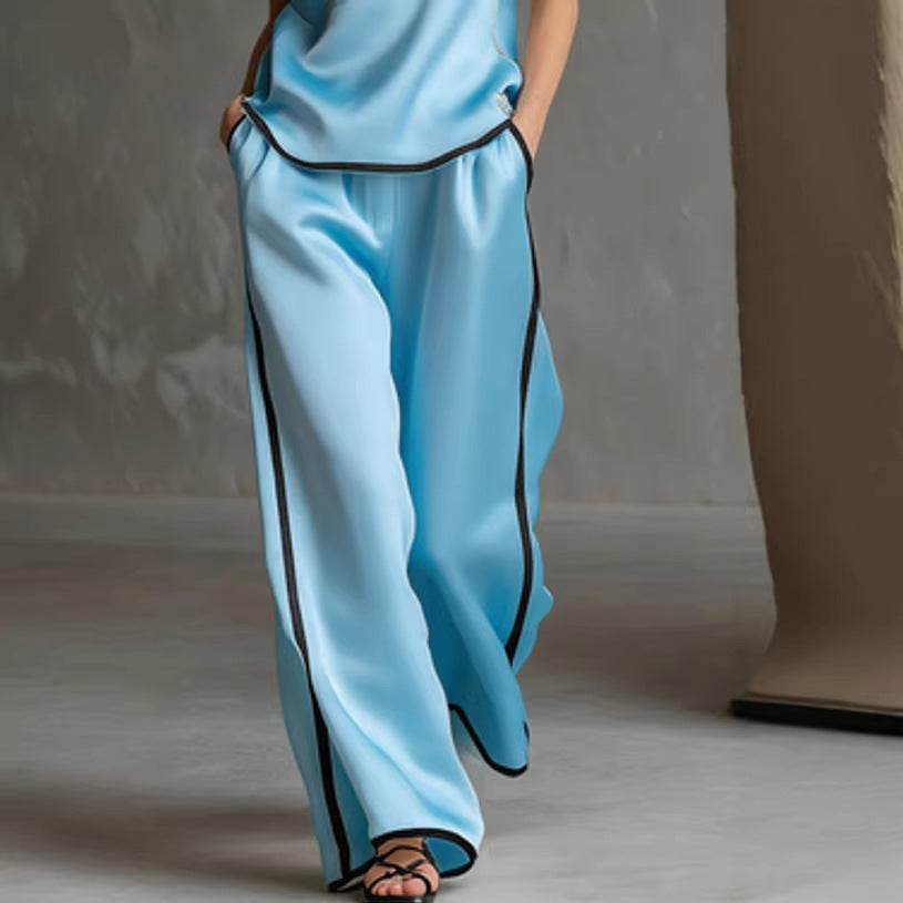 Women’s Sleeveless V-Neck Wide-Leg Pants Set