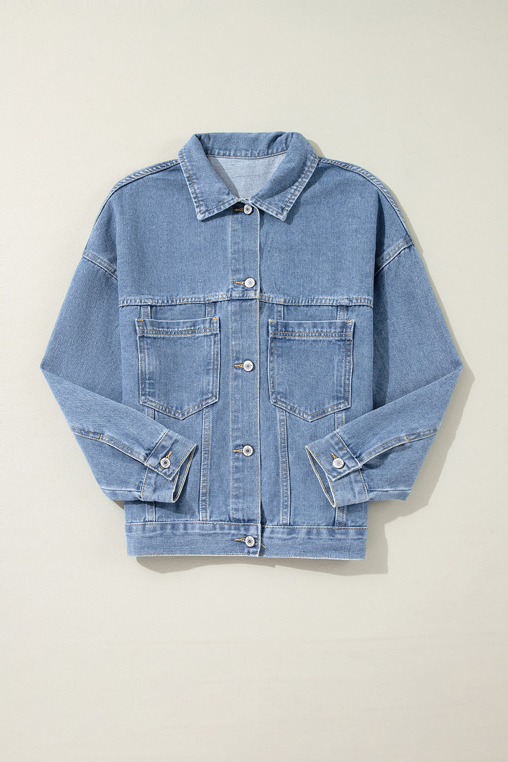 Stripe Denim Chest Pocket Oversize Jacket