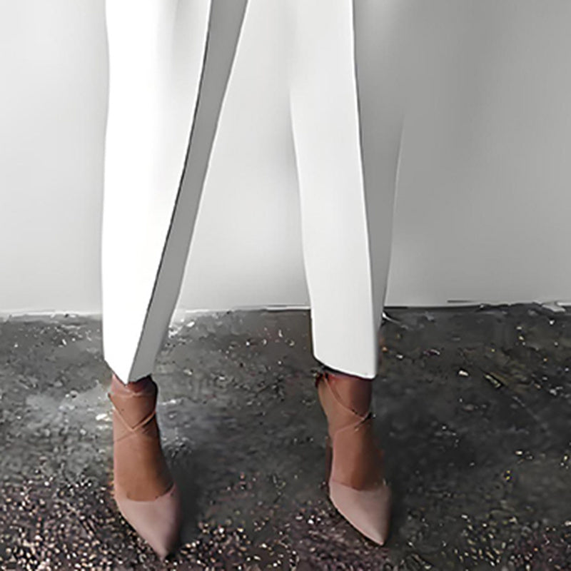 Women’s Solid Color 2-Piece Set – Long Sleeve Top & Pleated Pants Loungewear