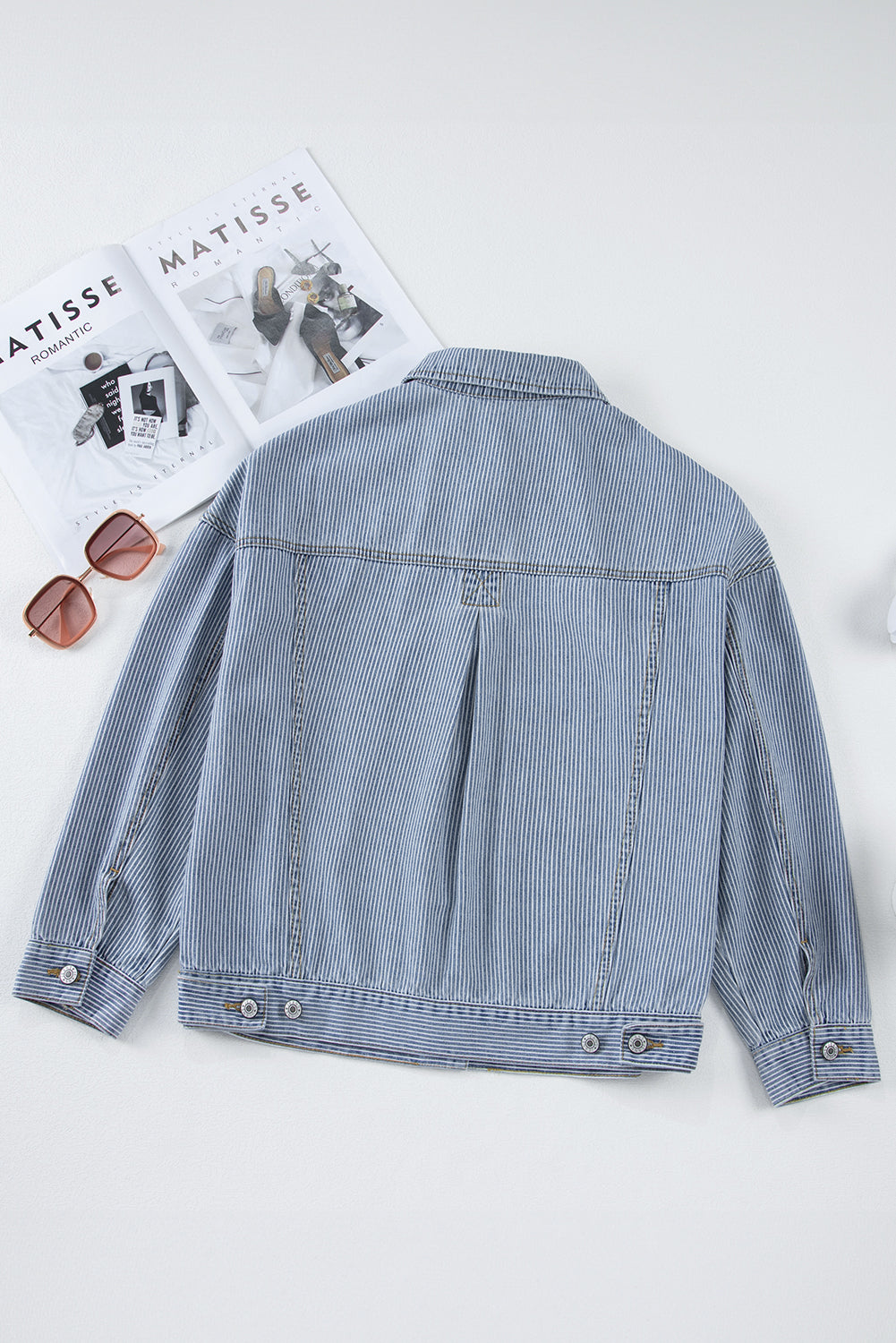 Stripe Denim Chest Pocket Oversize Jacket