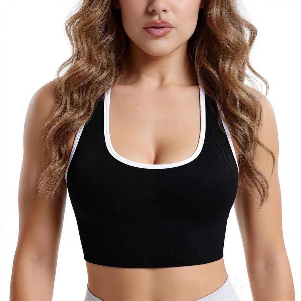 VEQKING Seamless Ribbed Racerback Sports Bra