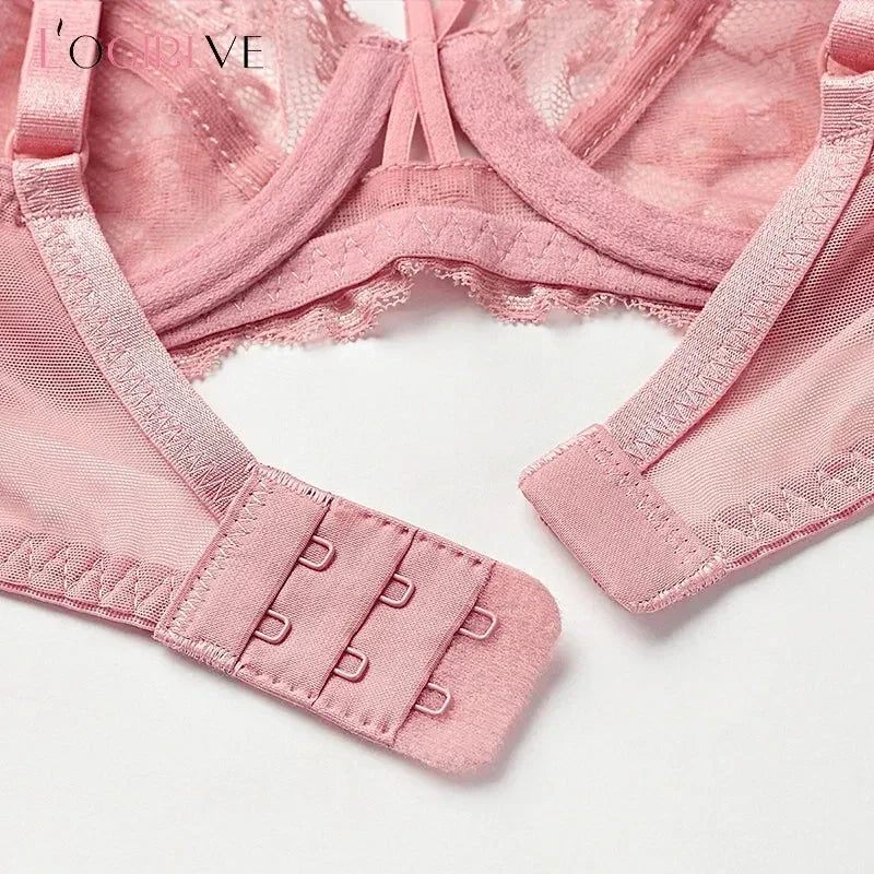 Logirlve Wholesale 3PCS Sexy Underwear Woman Lace Bras Hollow out Ultrathin Bra Women's lingerie Big Size Bra