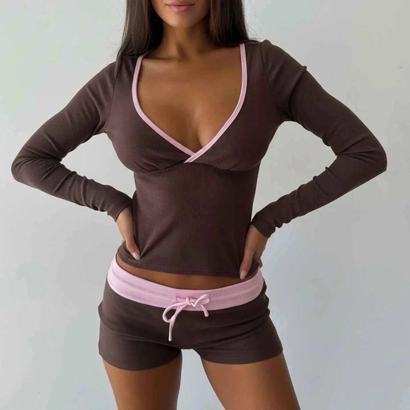 Casual Color-Block 2-Piece Set for Women