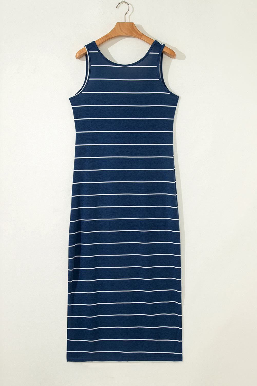 Stripe Open Back Sleeveless Maxi Dress with Slits