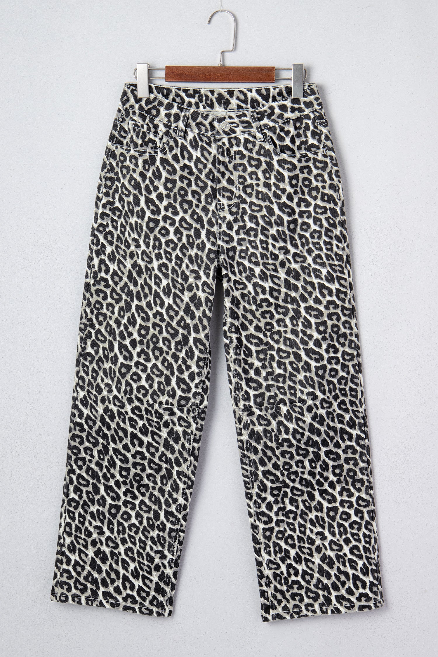 Leopard High Waist Barrel Leg Jeans