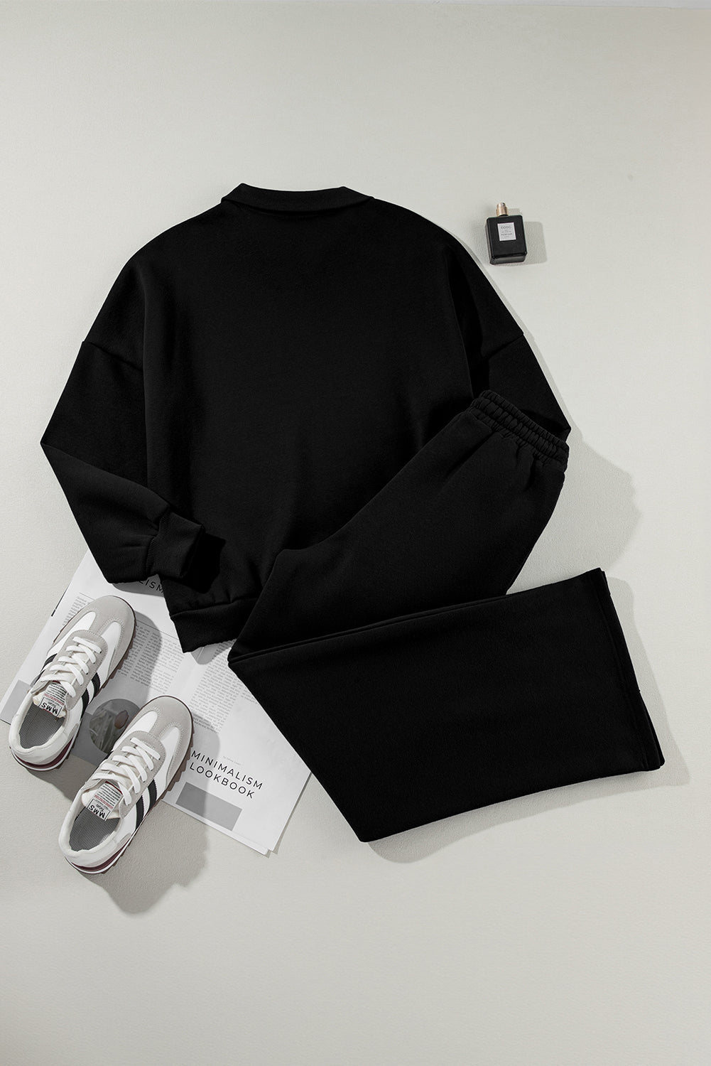 Solid Zip-Up Jacket and Drawstring Pants Set