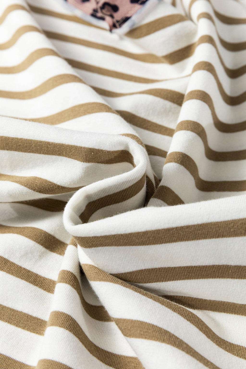 Stripe Leopard Patchwork Round Neck T-Shirt