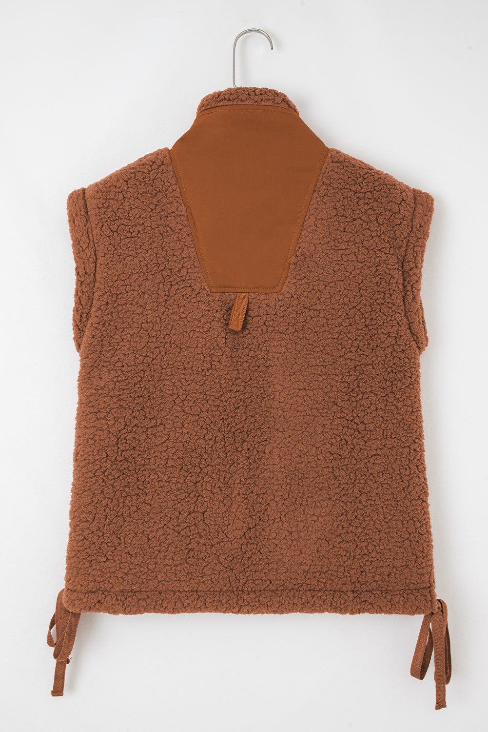Solid Fleece Snap Button Side Tie Vest