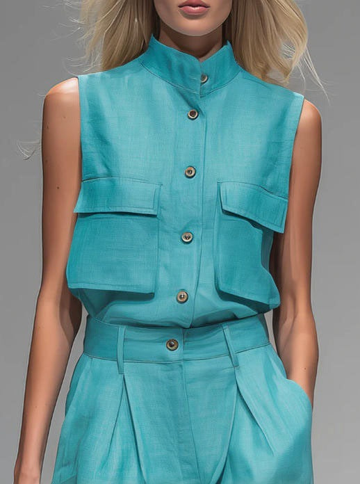 Women’s Sleeveless Vest and Wide-Leg Pants Set