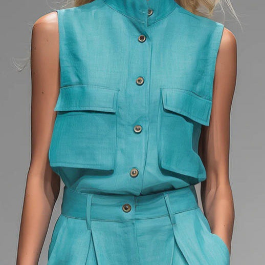 Women’s Sleeveless Vest and Wide-Leg Pants Set