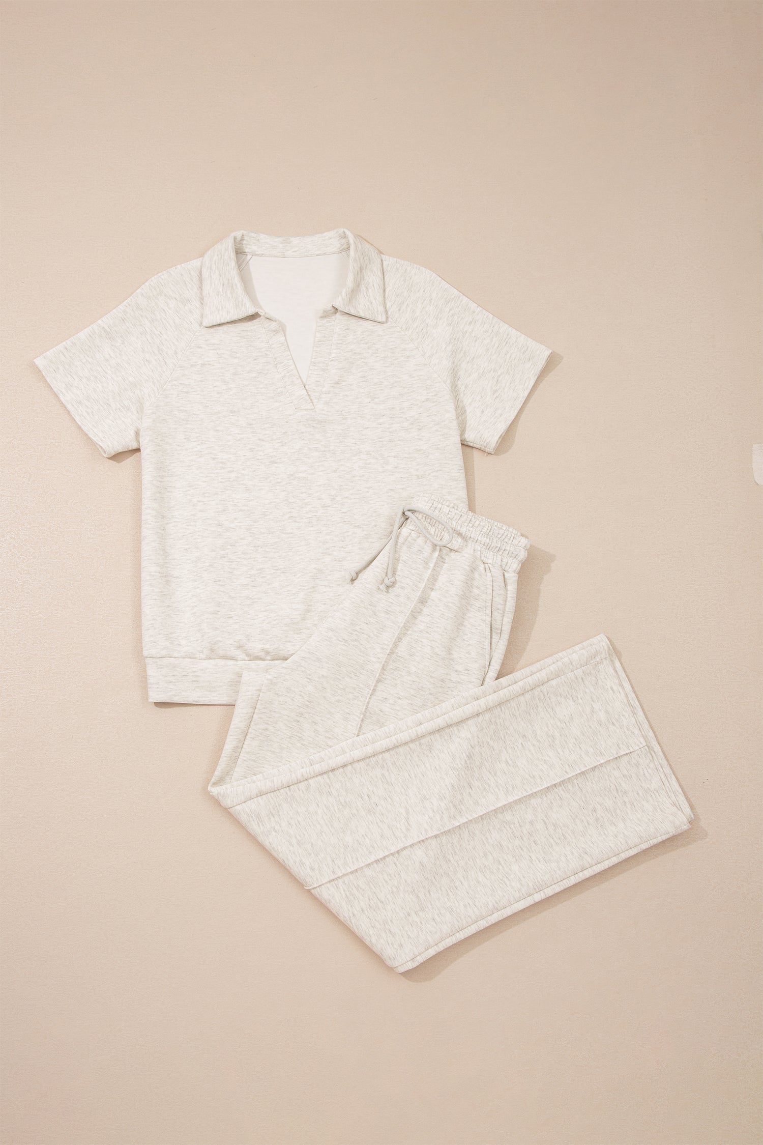 Solid Sporty Polo Tee & Drawstring Pants Set