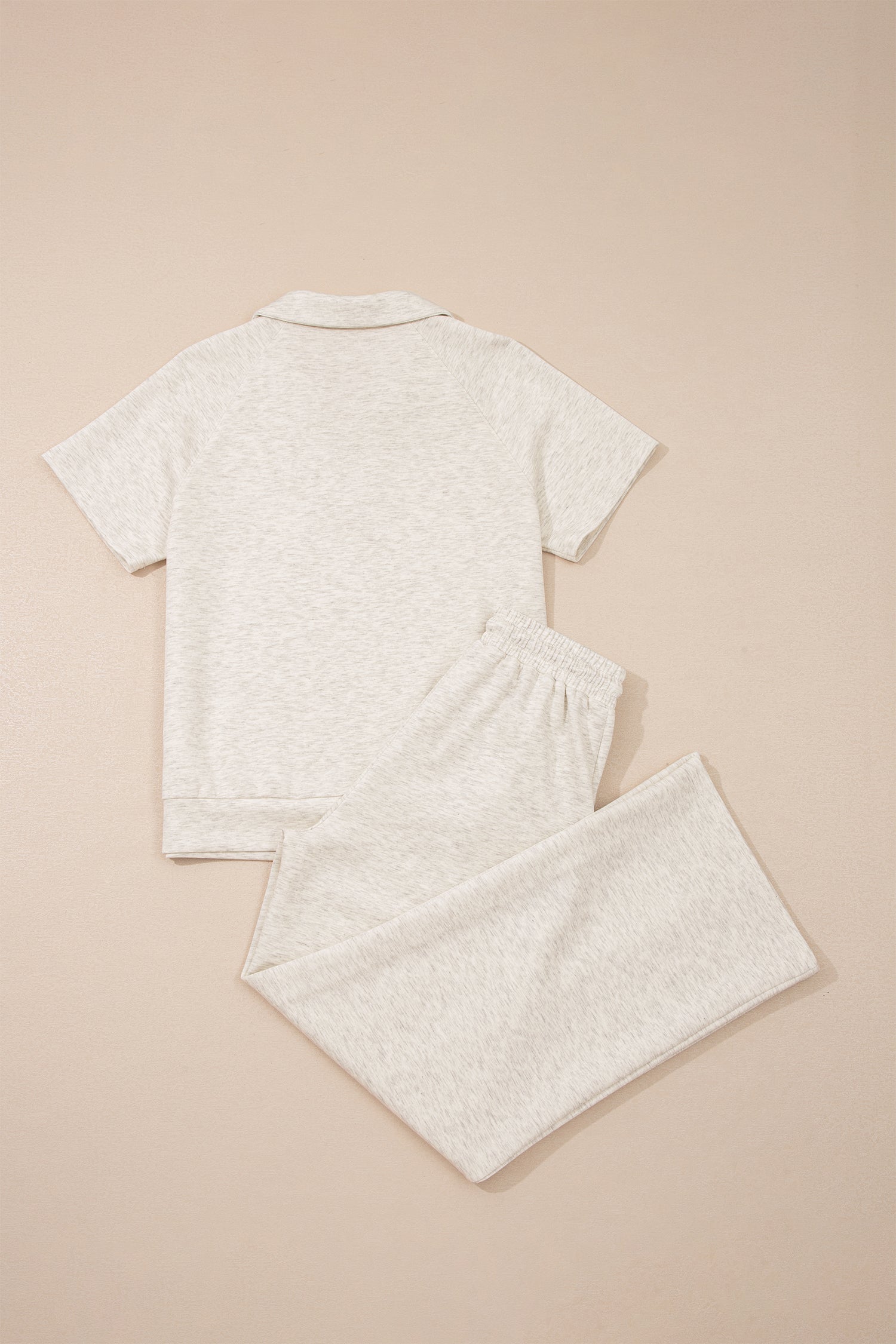 Solid Sporty Polo Tee & Drawstring Pants Set