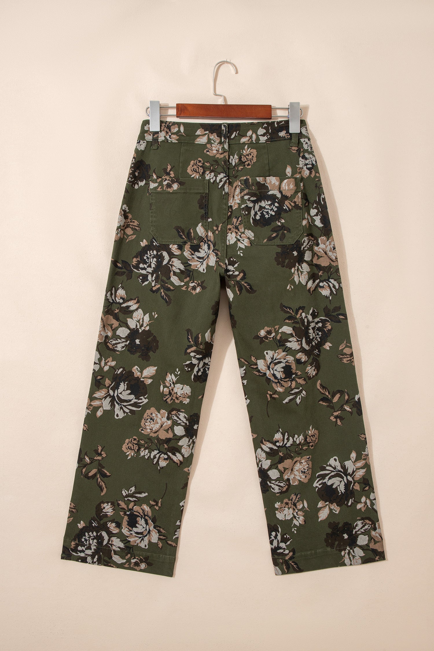 Floral Denim Patch Pocket Straight Leg Jeans
