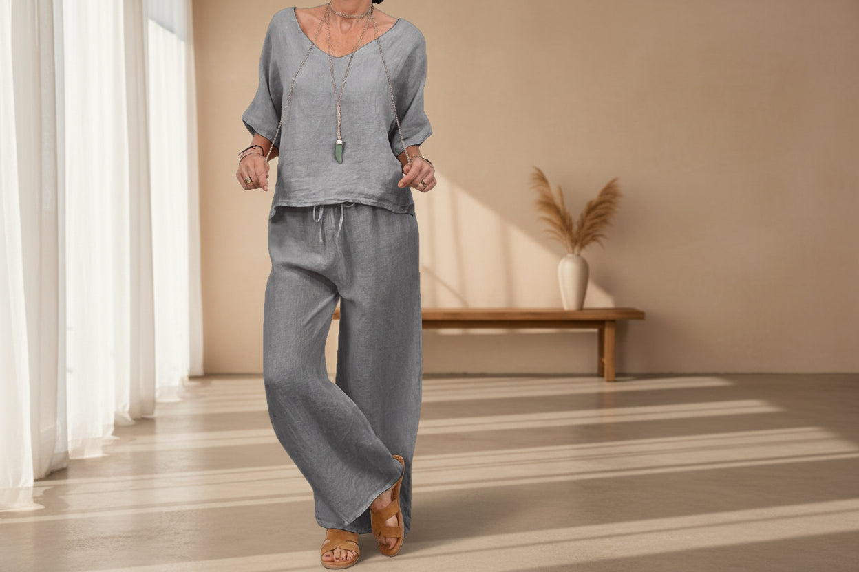 Women’s Multi Color Two Piece Set V Neck Top & Pants