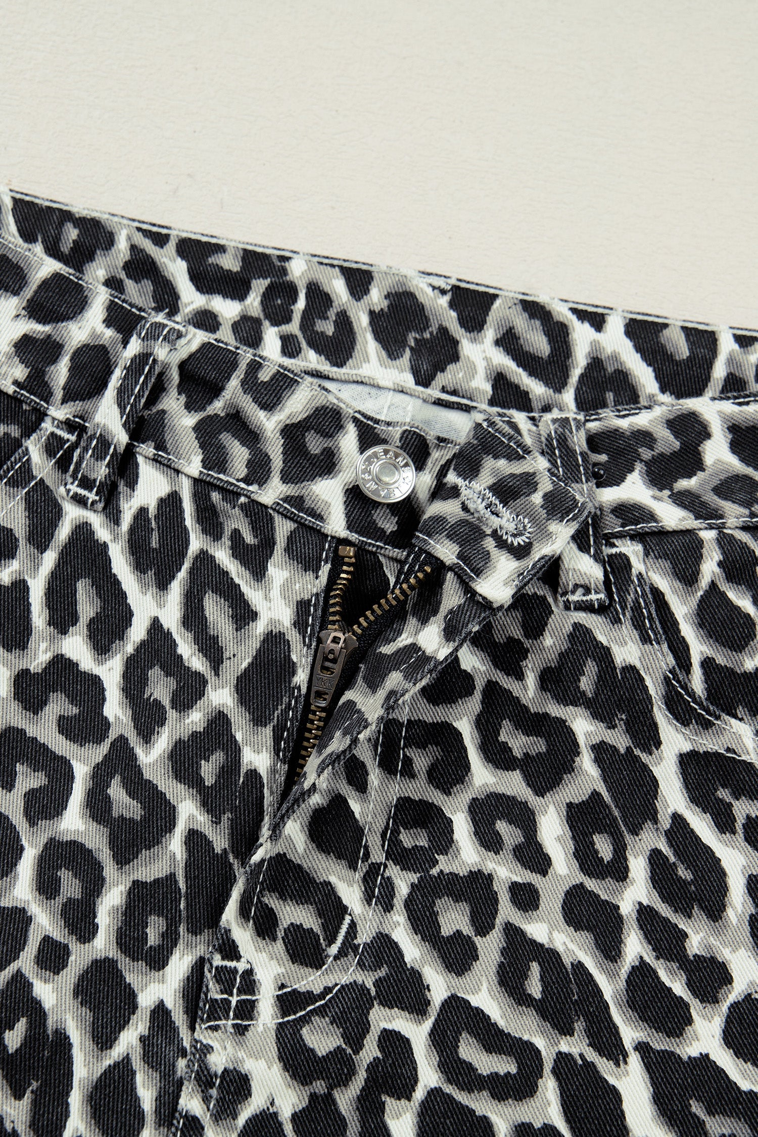 Leopard High Waist Barrel Leg Jeans