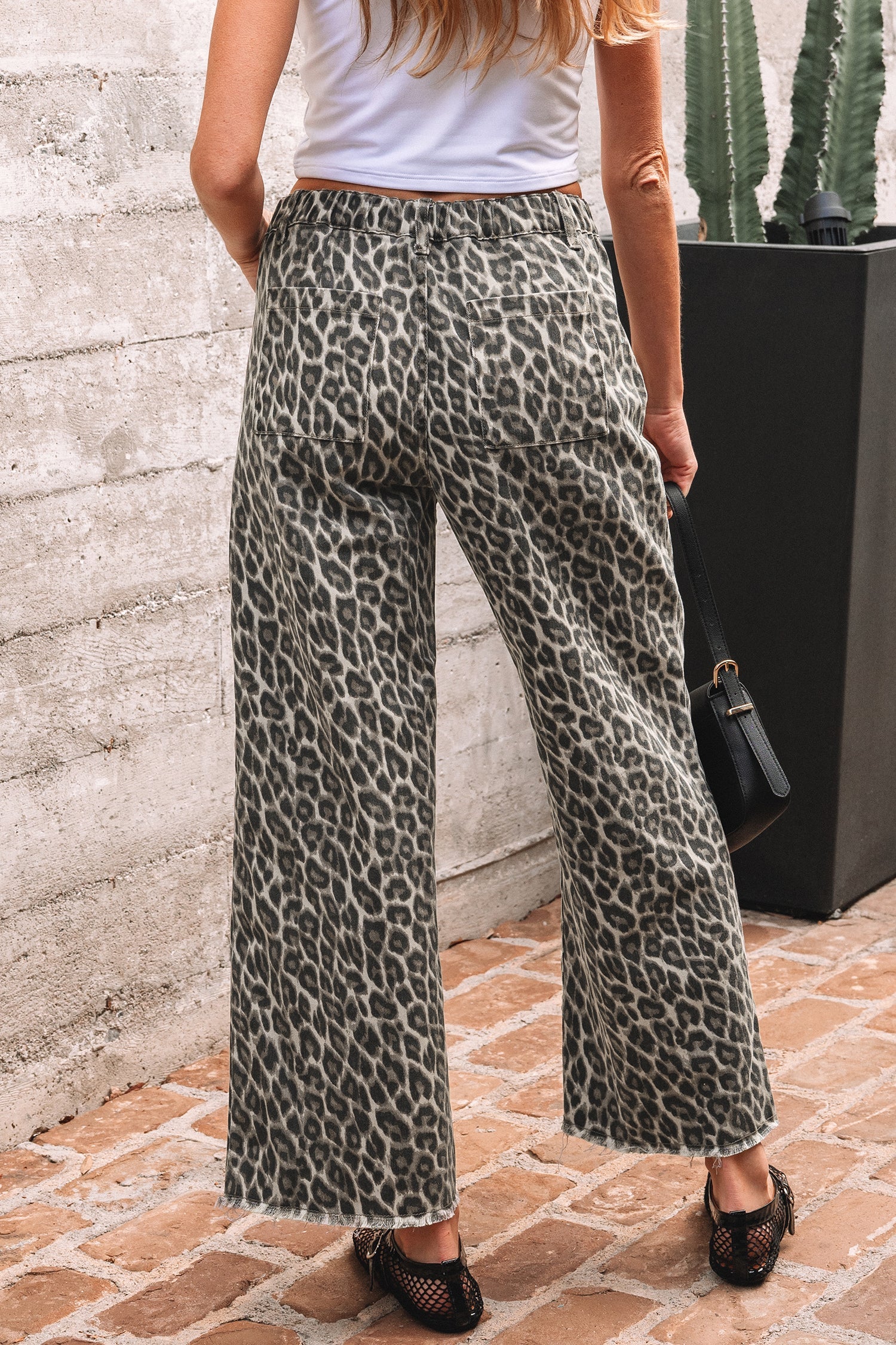 Leopard Denim Straight Leg Jeans