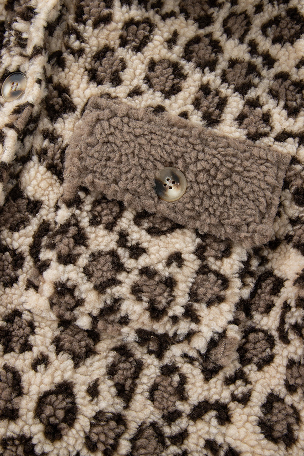 Leopard Sherpa Patchwork Flap Pocket Buttoned Jacket